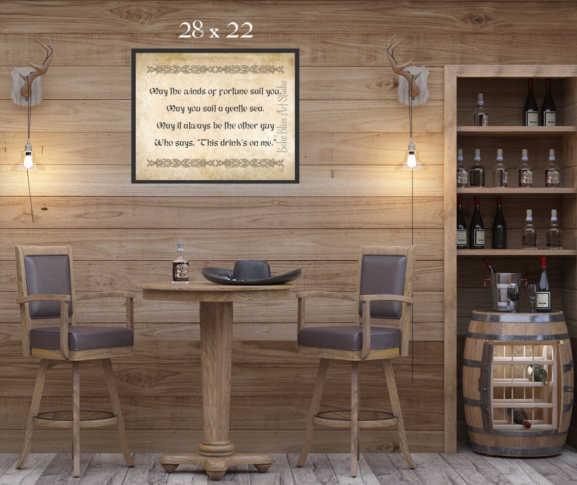 Irish Toast Quote Art Print, Drinks On Me Saying - Image 2