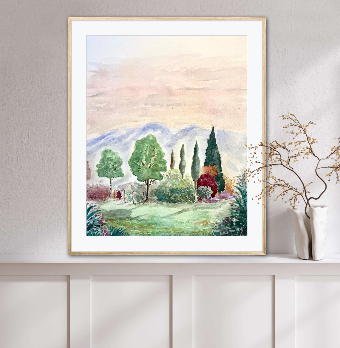 Dawn in the Blue Ridge Watercolor Misty Mountain Landscape Art Poster - Image 5