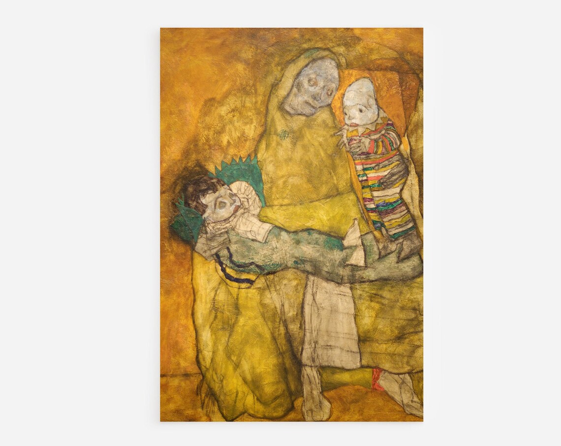 Egon Schiele Mother with Two Children 1915 Classic Painting Poster