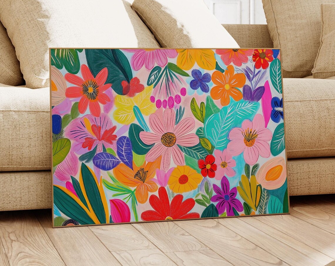 Abstract Floral Drawing, Tropical Botanical Art Print - Image 3