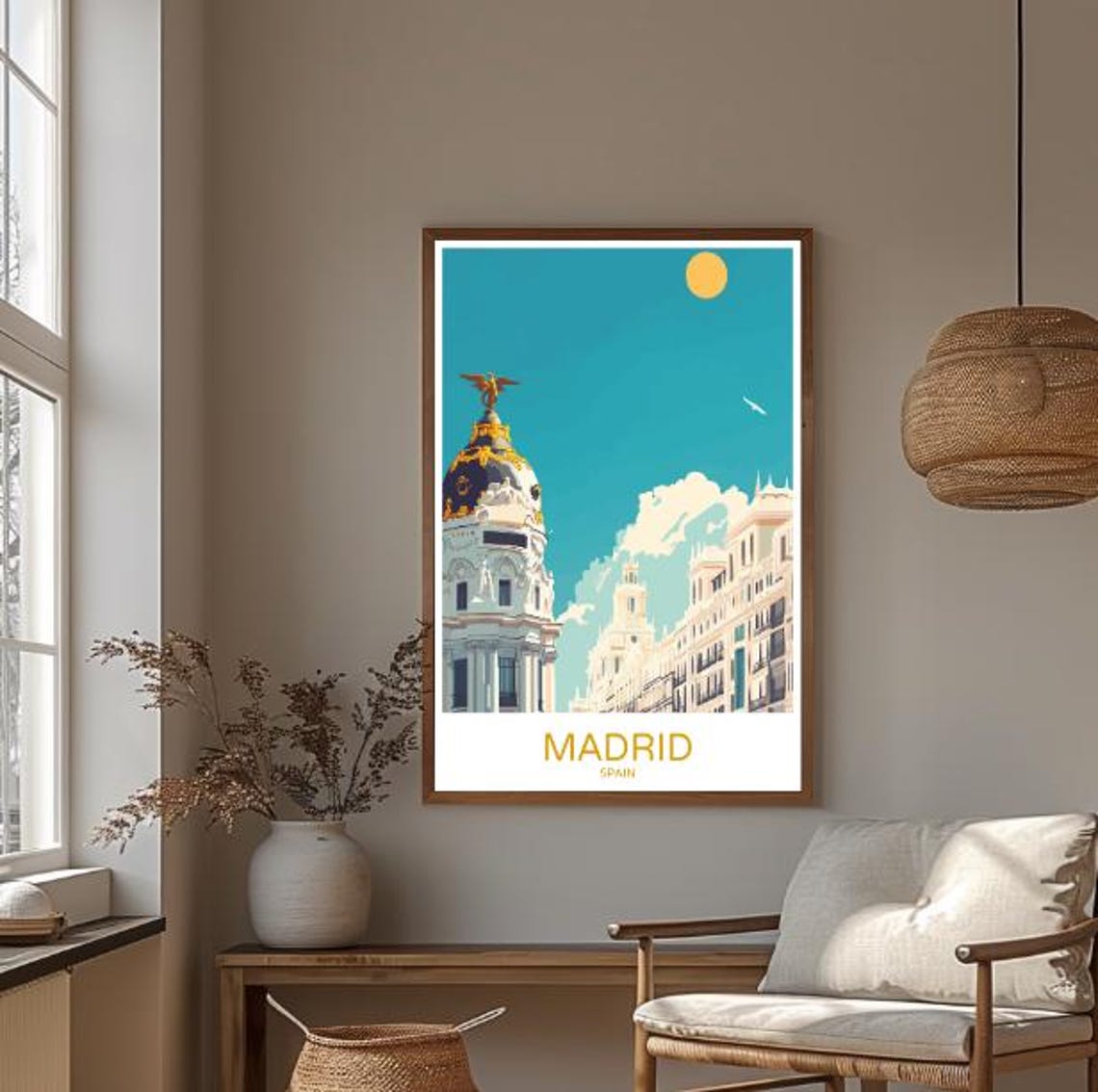 Madrid Spain Gran Via Metropolis Building Golden Dome Poster - Image 3