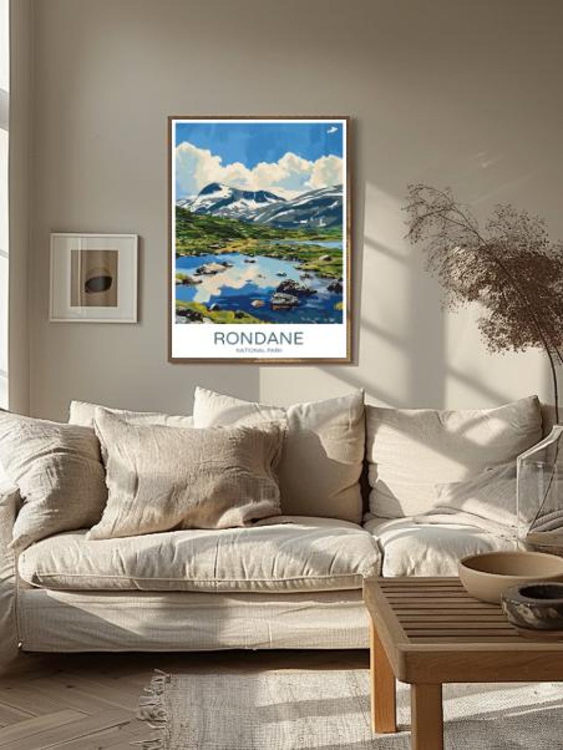Vintage Rondane National Park Norway Snowy Mountain Lake Poster - Image 2