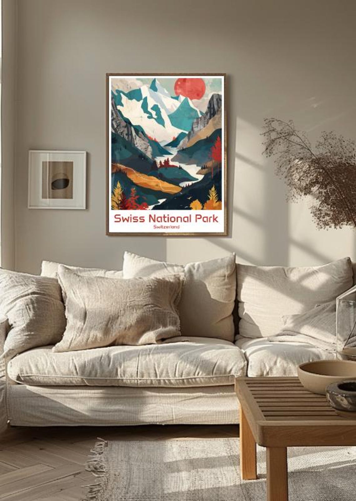 Swiss National Park Switzerland Alpine Valley Illustrated Poster - Image 3
