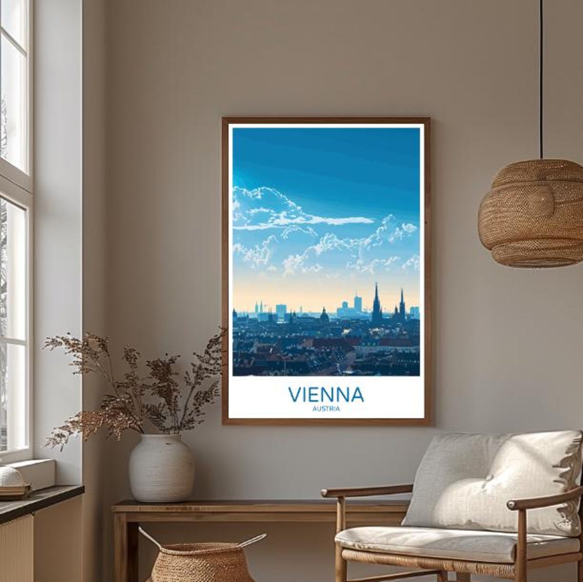 Vienna Austria Skyline Travel Poster With Cathedral Spires At Dawn - Image 3