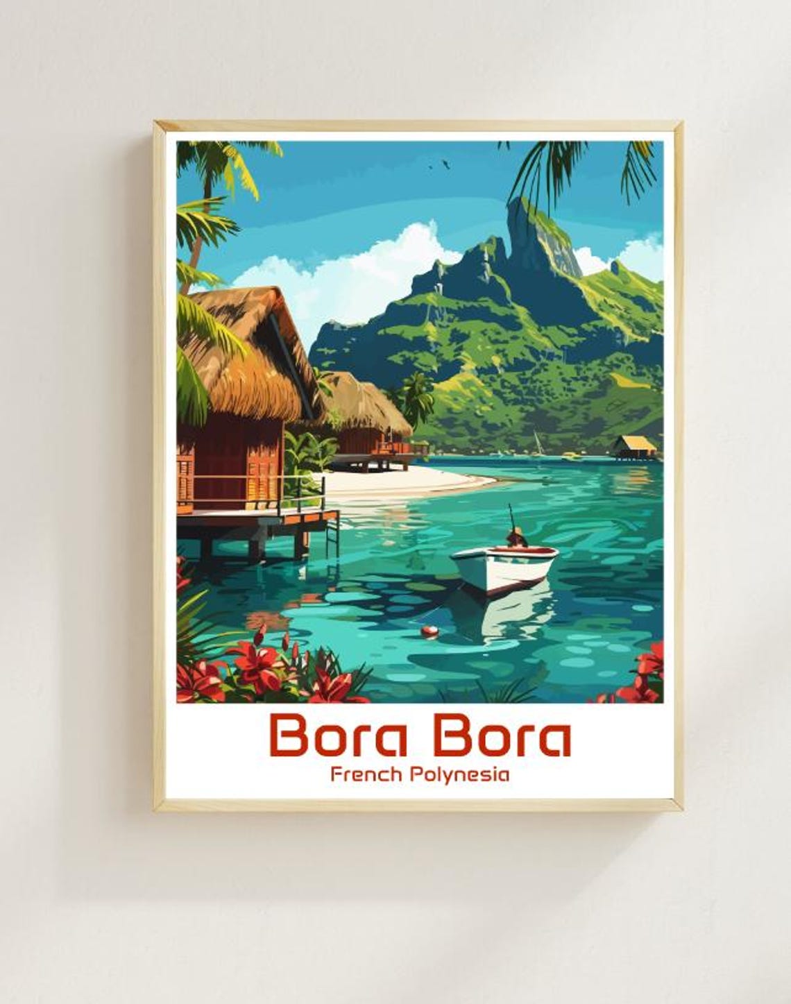 Bora Bora French Polynesia Overwater Bungalows Lagoon Poster