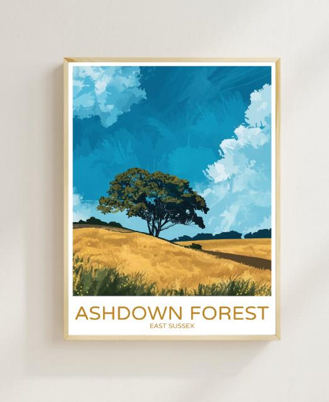 Ashdown Forest East Sussex Travel Poster Scenic Woodland Wall Art English Countryside Print Nature Landscape Decor