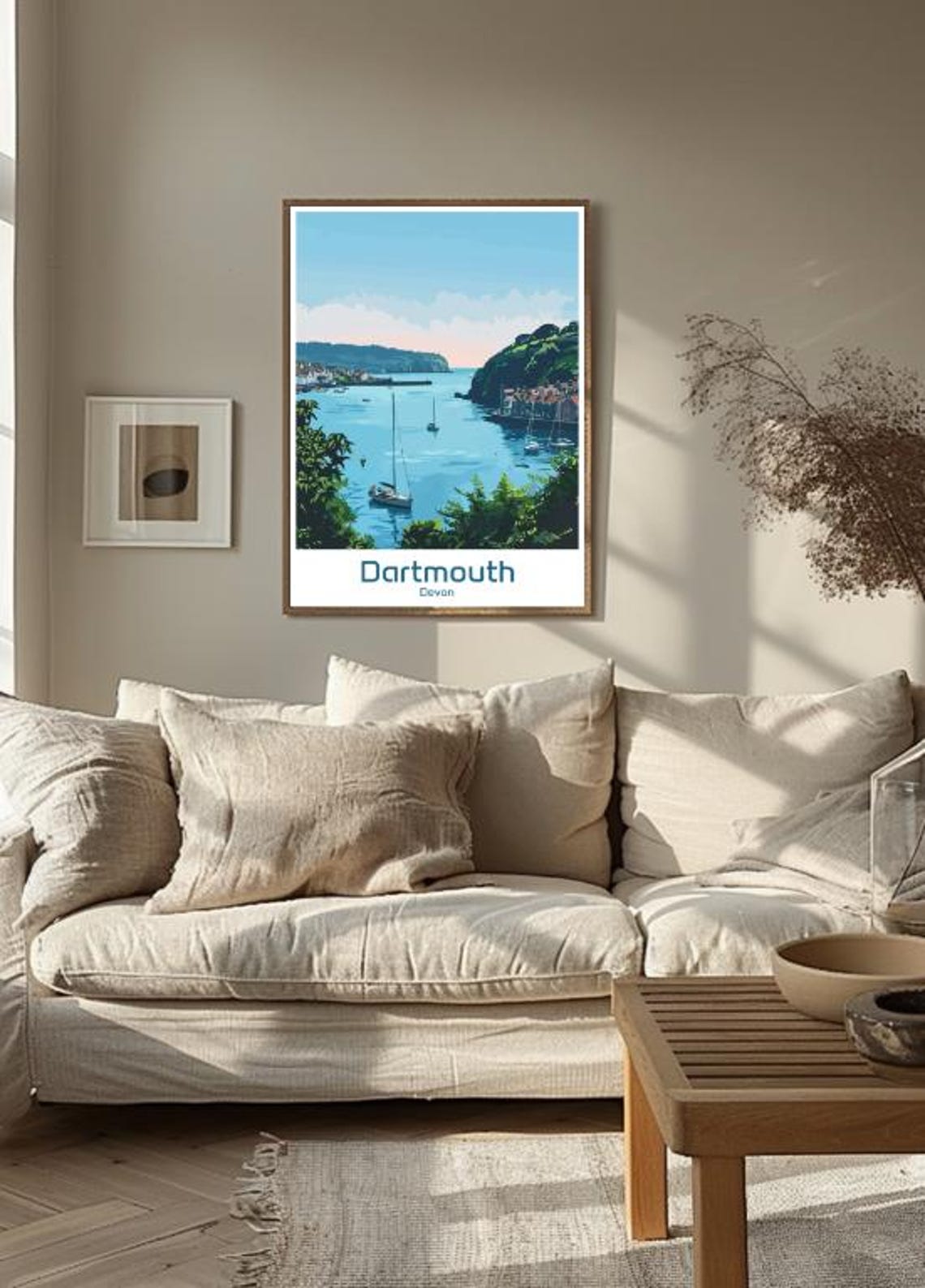 Dartmouth Devon Harbor Sailboats Coastal Historic Travel Poster - Image 3