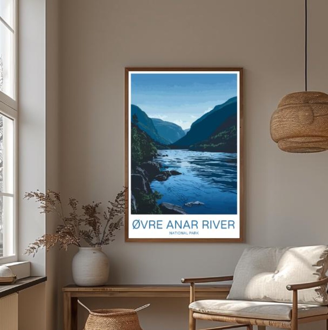 Vintage Ovre Anar River Norway National Park Fjord Landscape Poster - Image 3