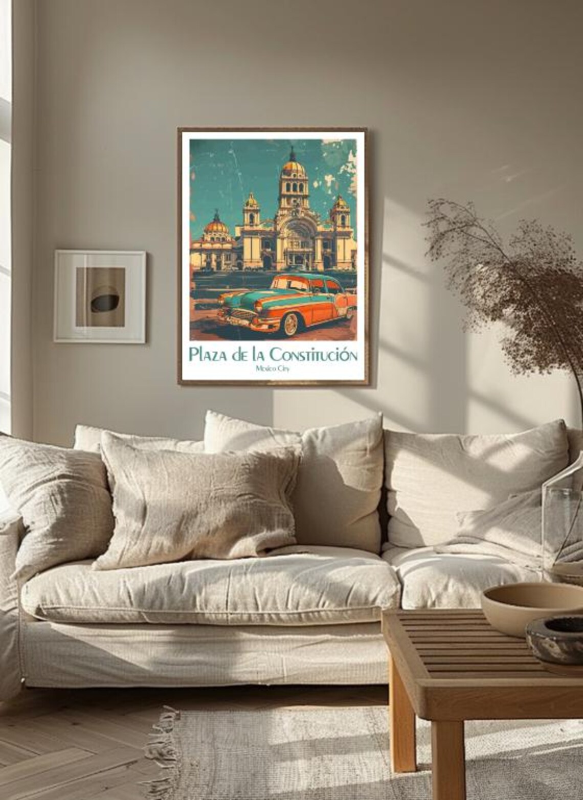 Plaza De La Constitucion Cathedral Vintage Mexico City Travel Poster - Image 3