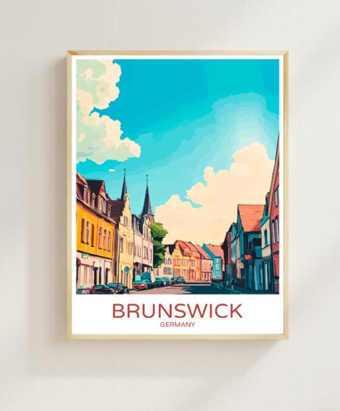 Brunswick Germany Sunny Colorful Historic Old Town Street Poster