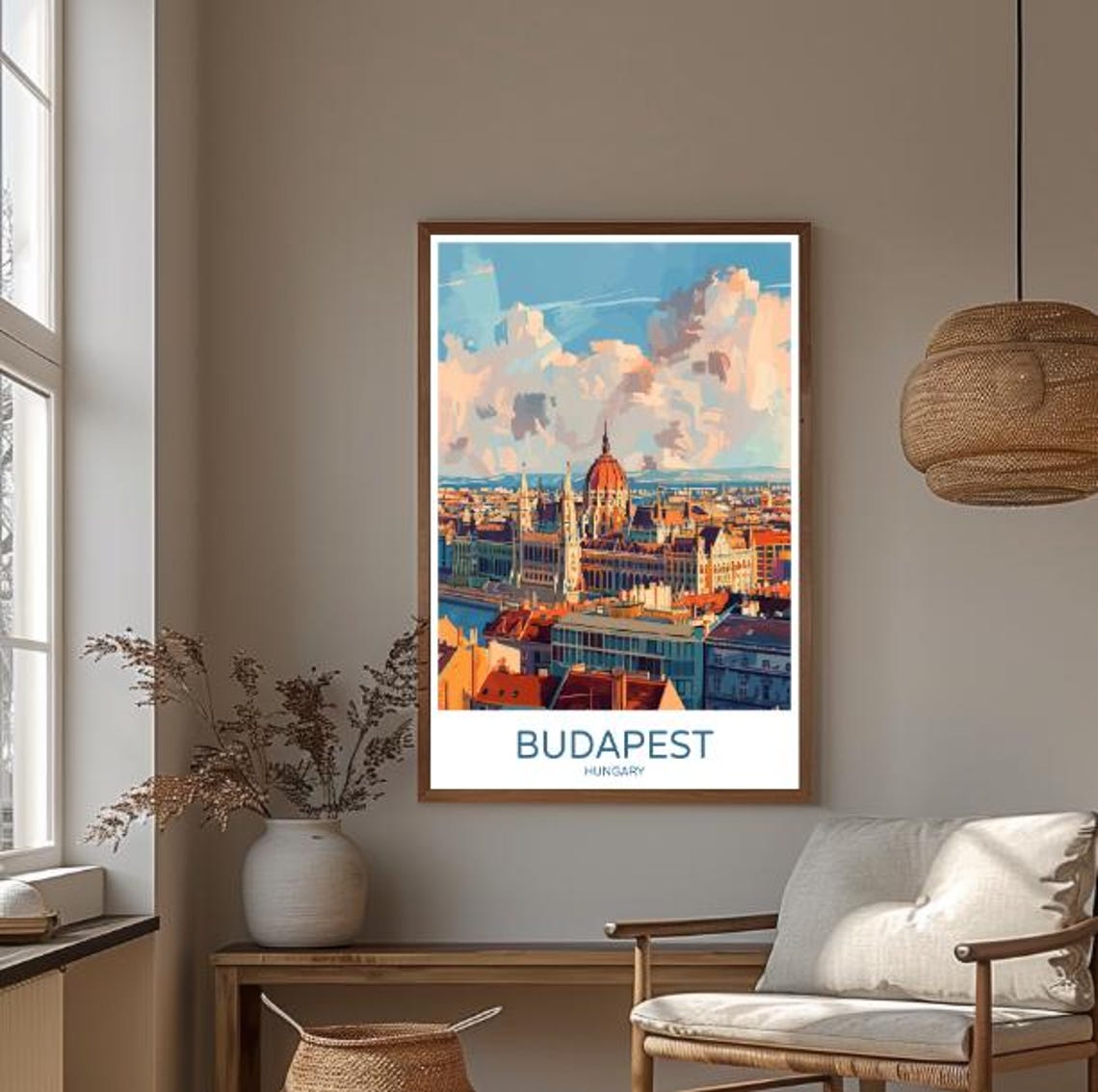 Budapest Hungary Parliament Riverside Vintage Travel Art Poster - Image 3