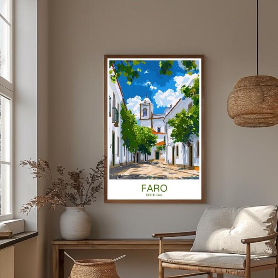 Faro Portugal Travel Poster Charming Coastal Cityscape Wall Art Of Algarve Portugal Art Print Beach Decor Mediterranean Gift - Image 3