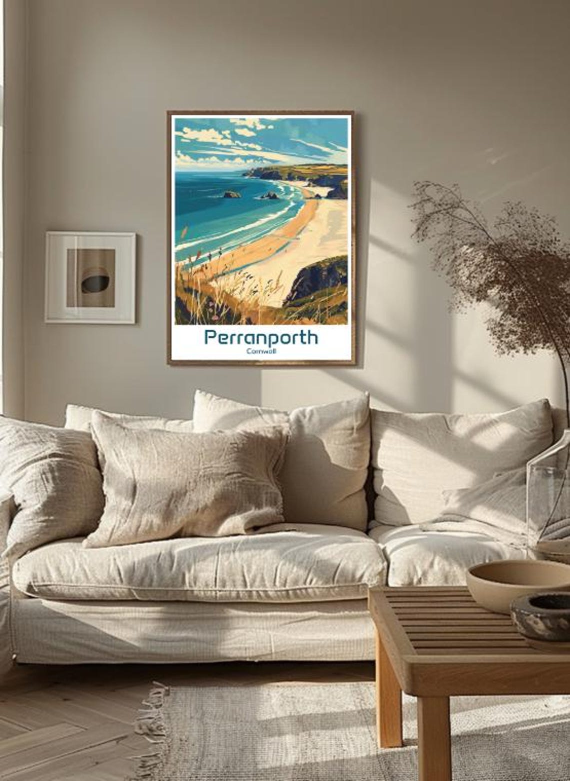 Perranporth Cornwall Sandy Beach Surf Cliffs Vintage Travel Poster - Image 3