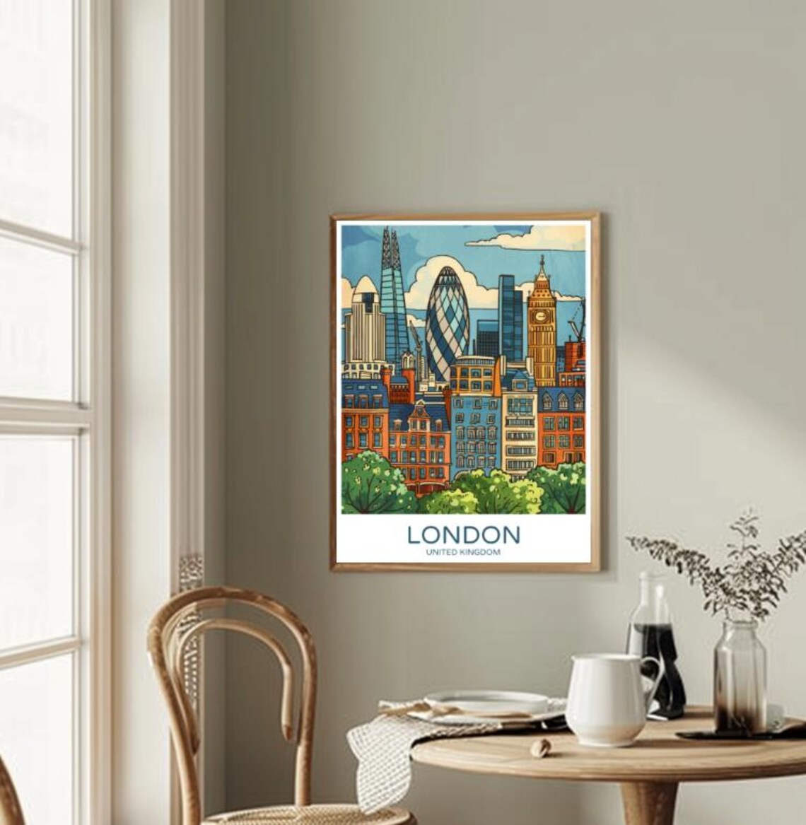 London United Kingdom Skyline Cityscape Big Ben Travel Poster Gift - Image 2