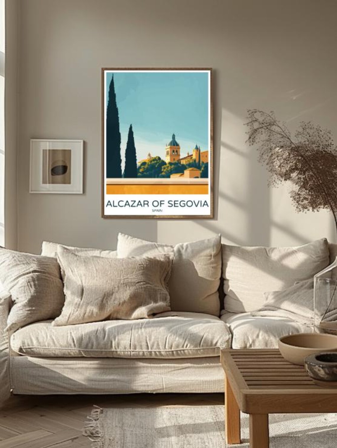 Alcazar Of Segovia Spain Cypress Trees Castle View Warm Vintage Poster - Image 3