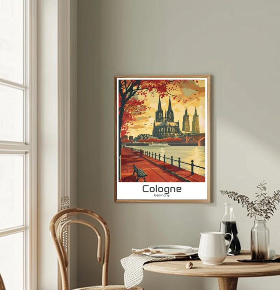 Cologne Germany Cathedral Rhine Autumn Illustration Travel Poster - Image 2