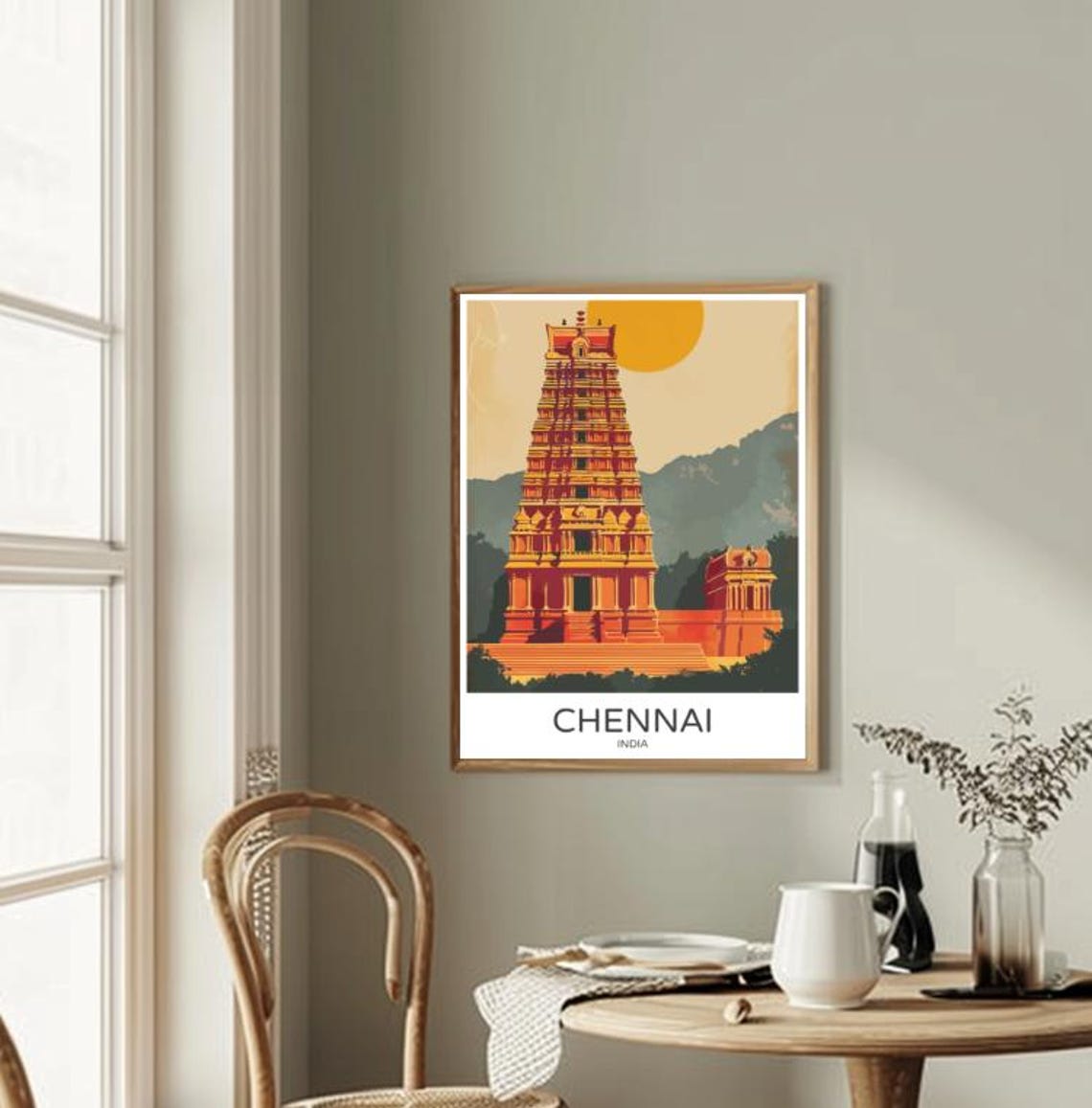 Chennai India Ancient Temple Tower Golden Gopuram Travel Poster - Image 2