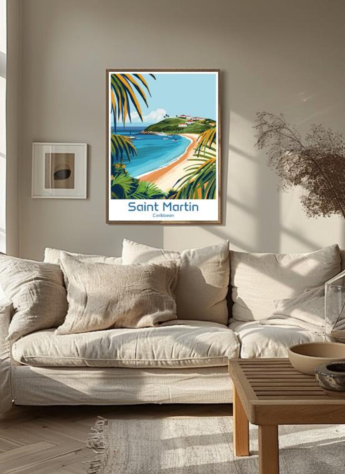 Saint Martin Caribbean Tropical Beach Palm Paradise Travel Poster - Image 3