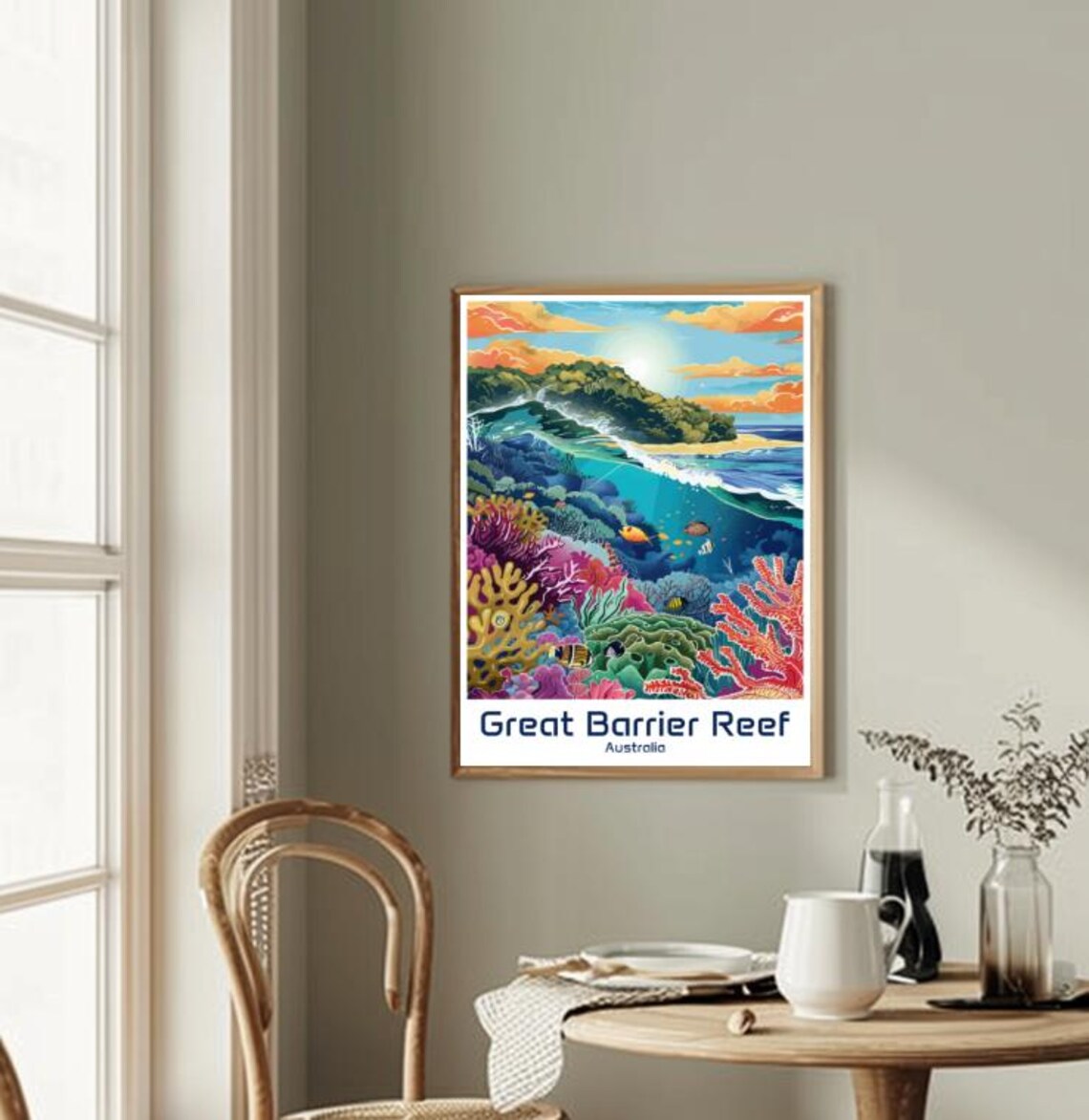 Great Barrier Reef Australia Coral Fish Illustration Travel Poster - Image 2