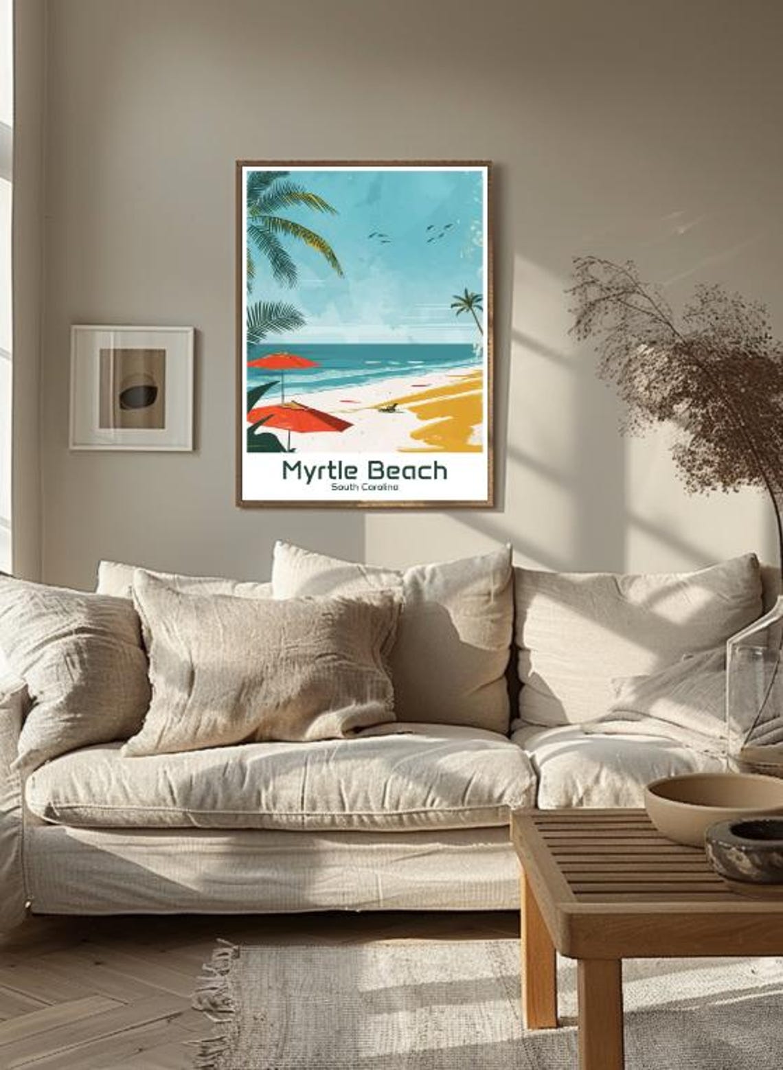 Myrtle Beach South Carolina Vintage Travel Palm Ocean Poster - Image 3