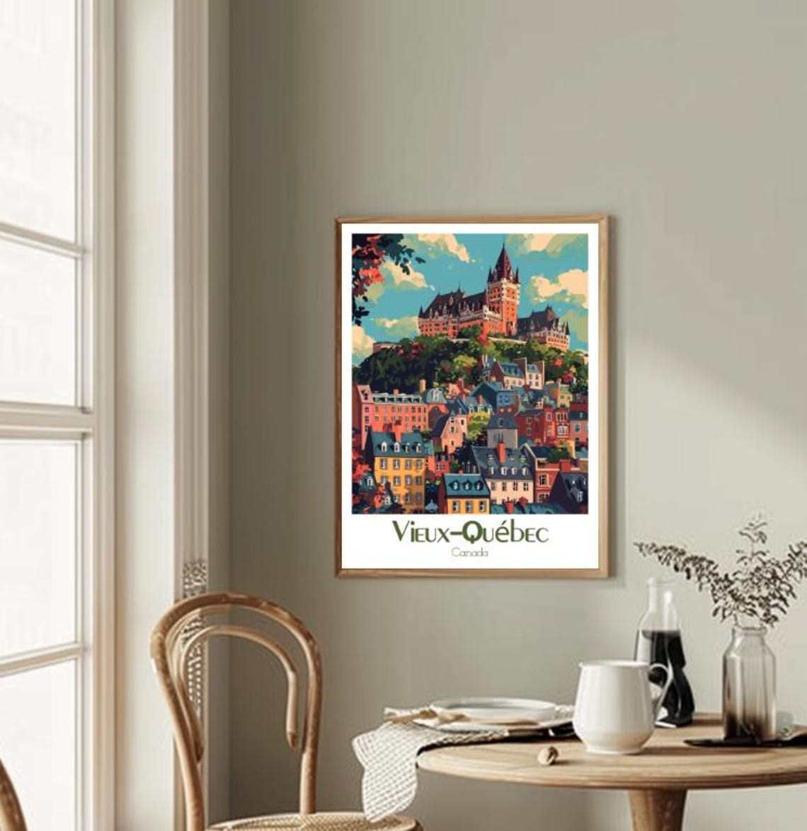 Old Quebec Canada Travel Poster Historic Chateau Cityscape Scene - Image 2