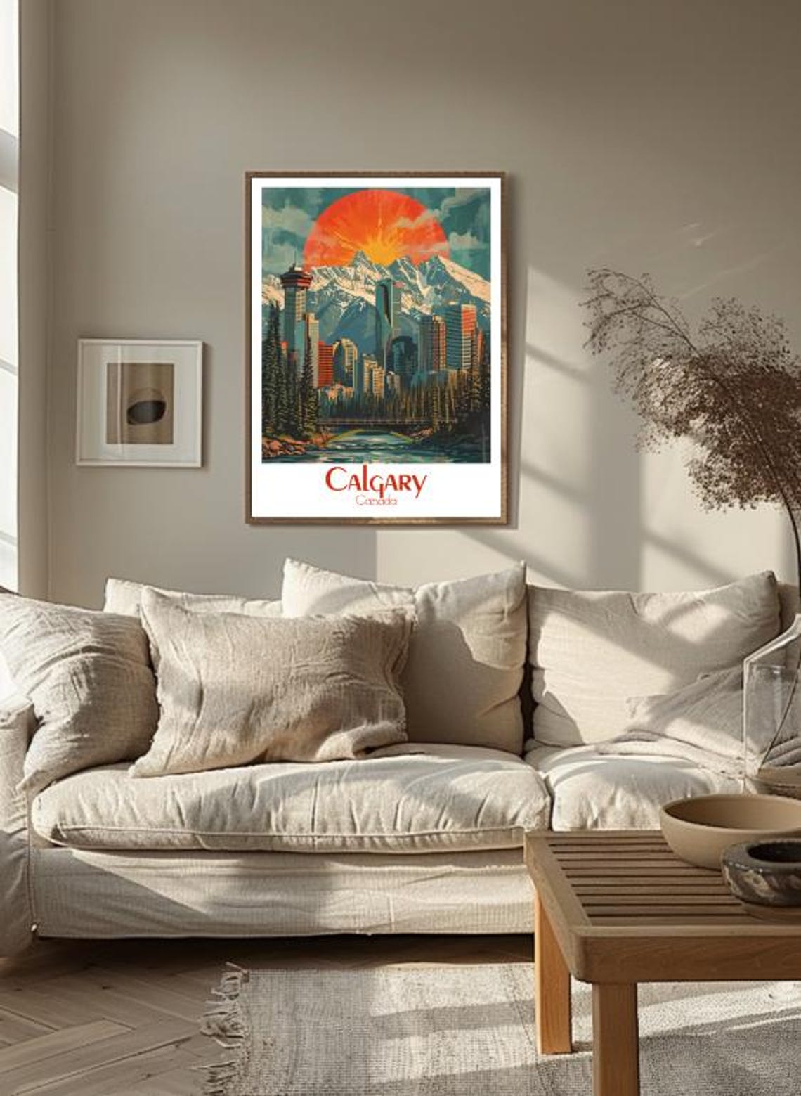 Calgary Canada Skyline Rocky Mountains Sunset Scenic Poster Art - Image 3