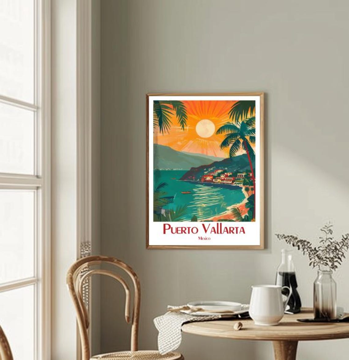 Puerto Vallarta Mexico Bay Sunset Palms Tropical Beach Poster - Image 2