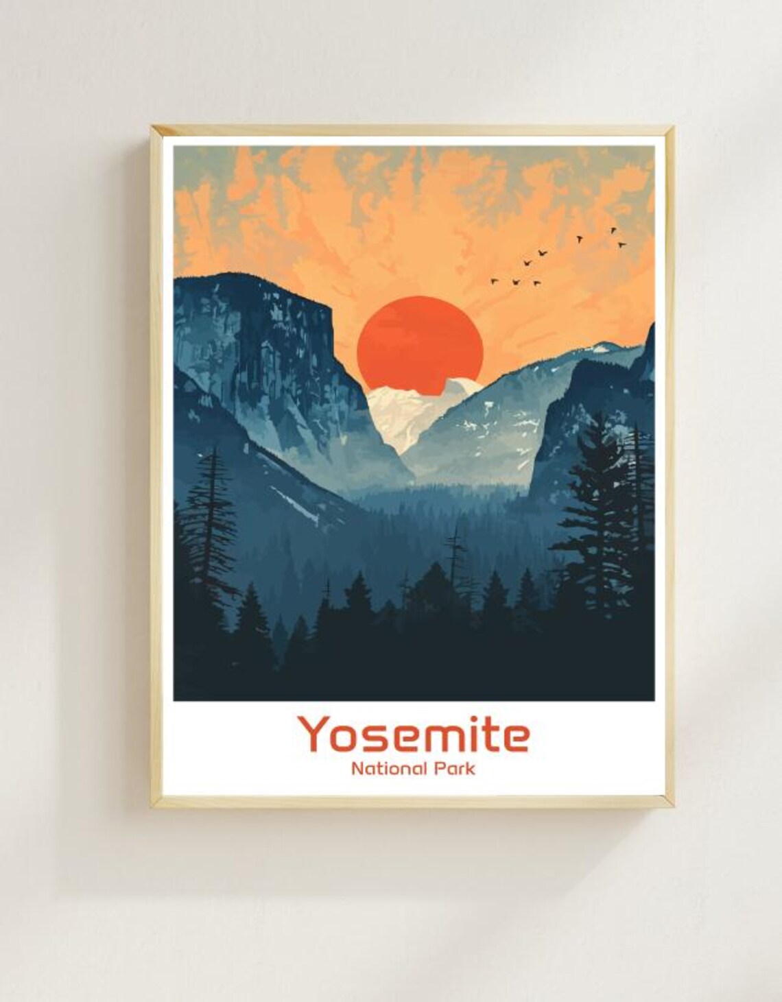 Yosemite National Park Valley Sunset Granite Peaks Travel Poster
