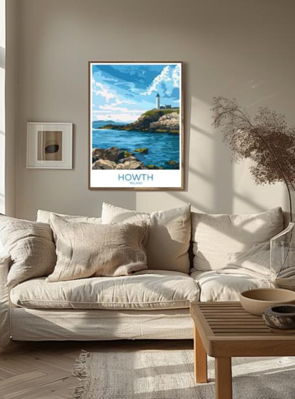 Howth Ireland Lighthouse on Rocky Headland Over the Sea Travel Poster - Image 2