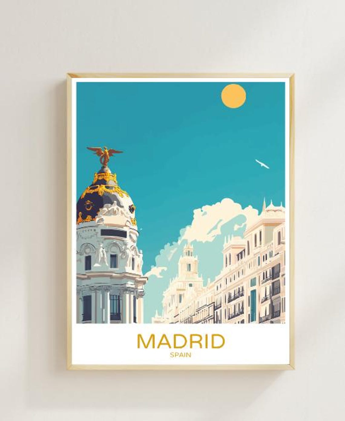 Madrid Spain Gran Via Metropolis Building Golden Dome Poster