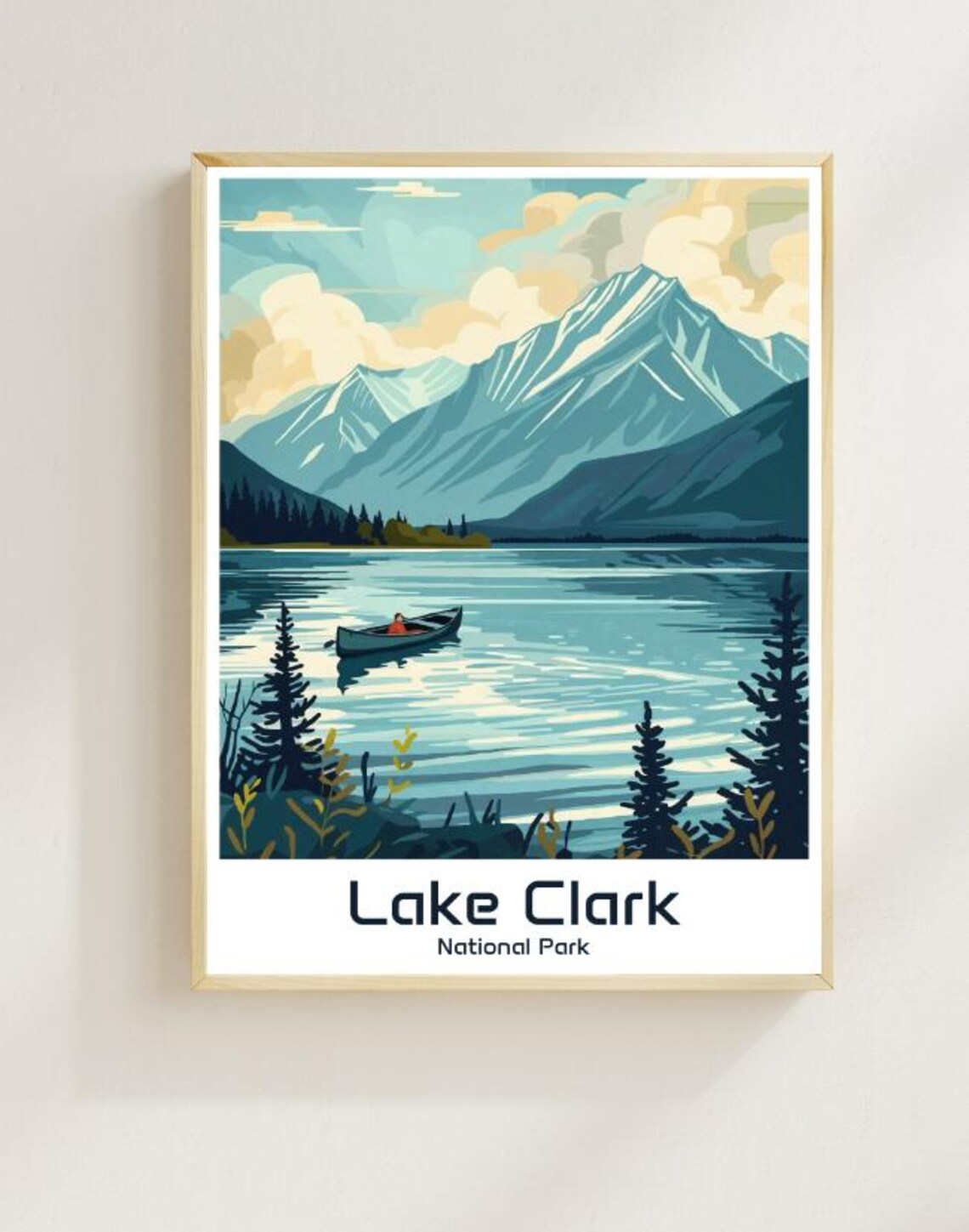 Lake Clark National Park Travel Posteralaska Wilderness Wall Art Lake Landscape Print Nature Decor Hiking Adventure Usa Travel Gift
