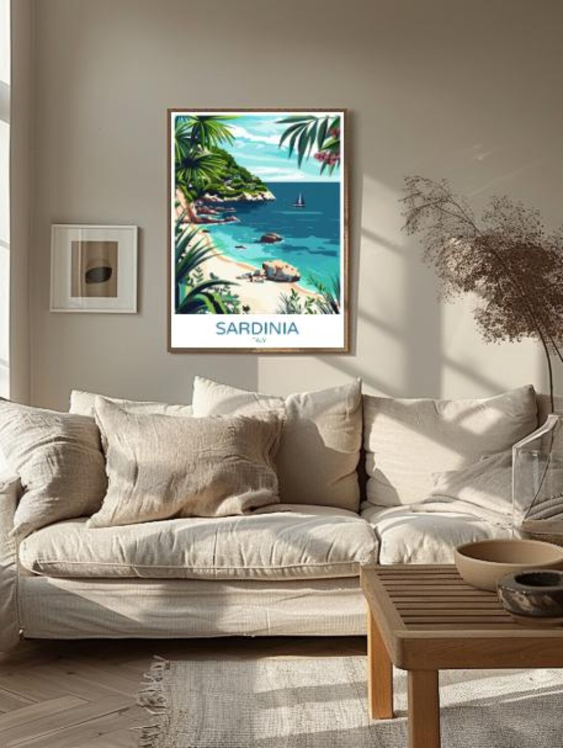 Sardinia Italy Tropical Beach Cove Vintage Island Travel Poster - Image 2