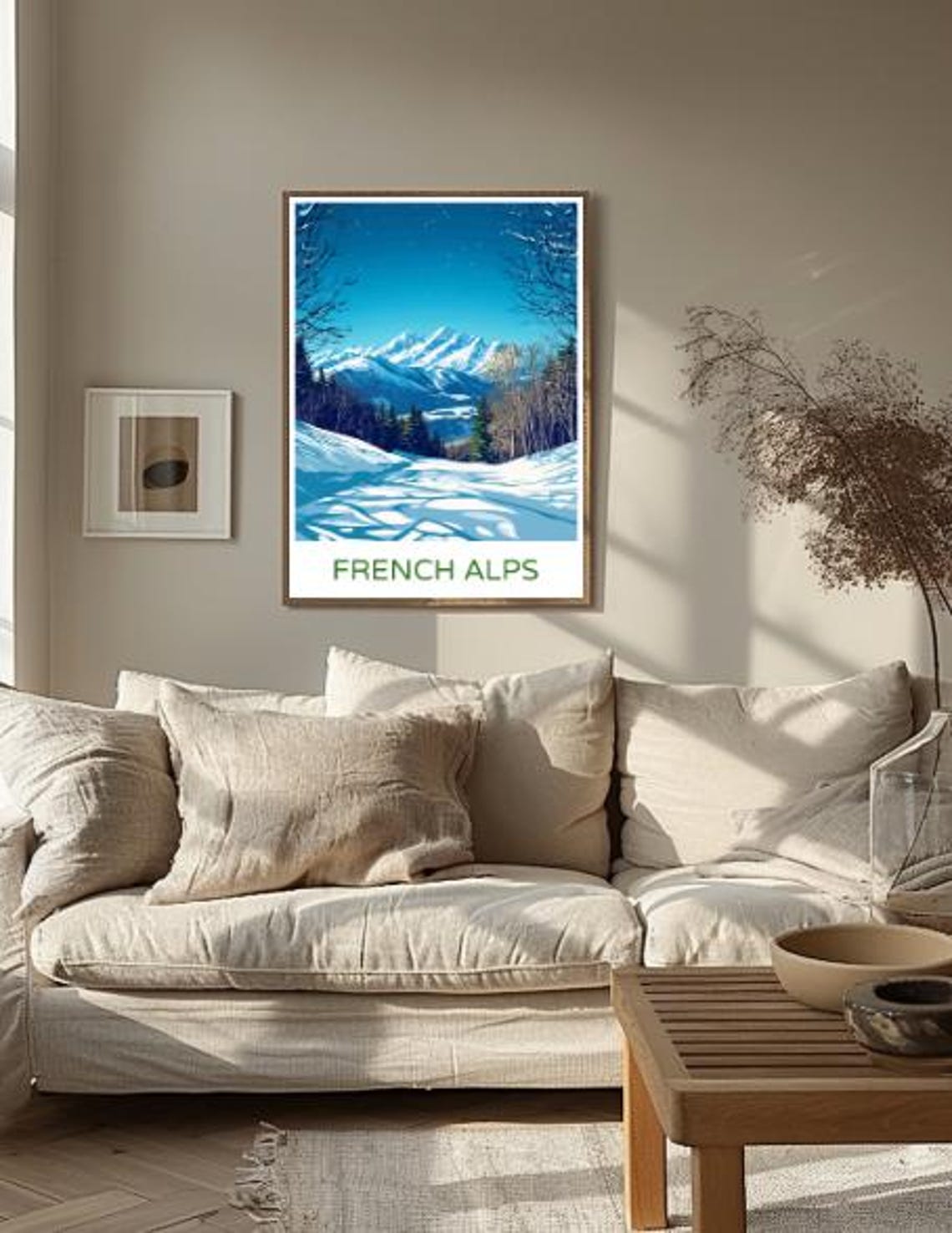French Alps Snowy Mountain Peaks Winter Landscape Travel Poster - Image 2