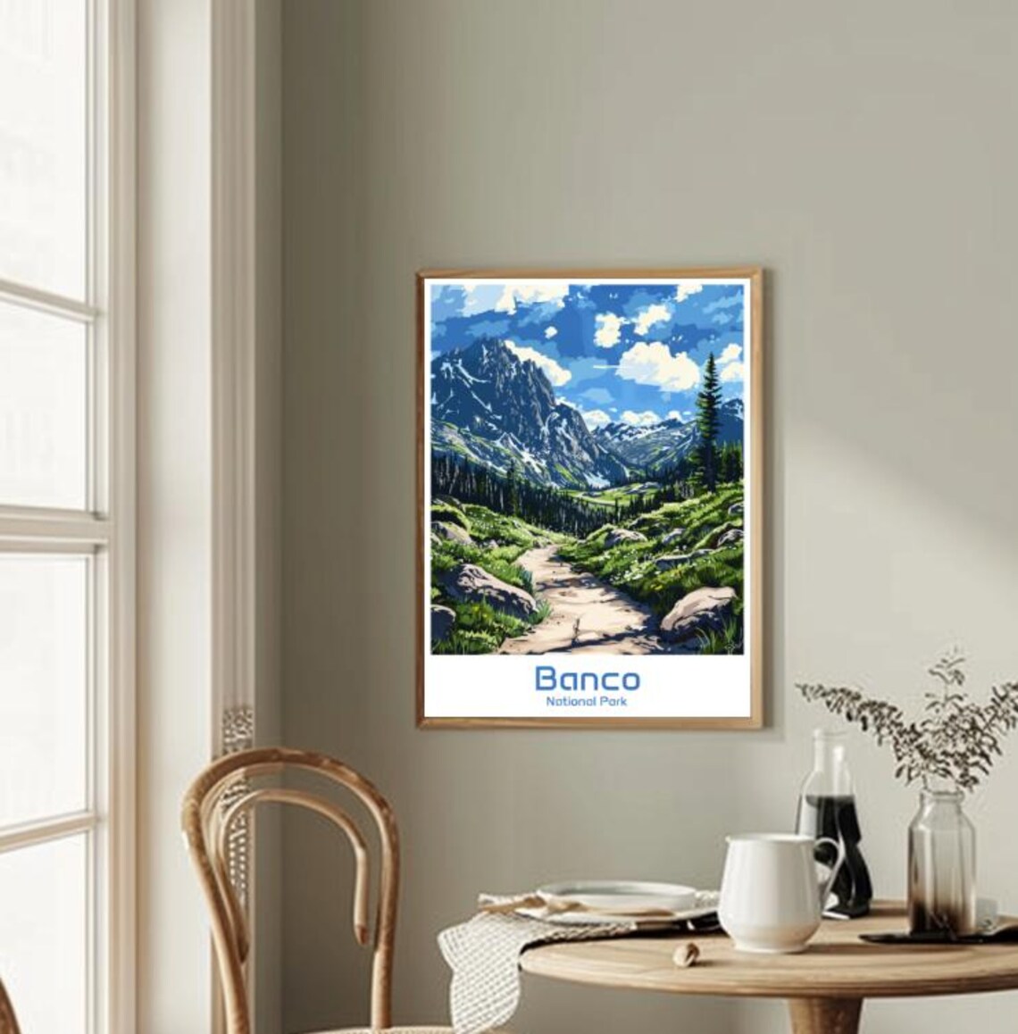 Banco National Park Alpine Mountain Trail Vintage Travel Poster - Image 2
