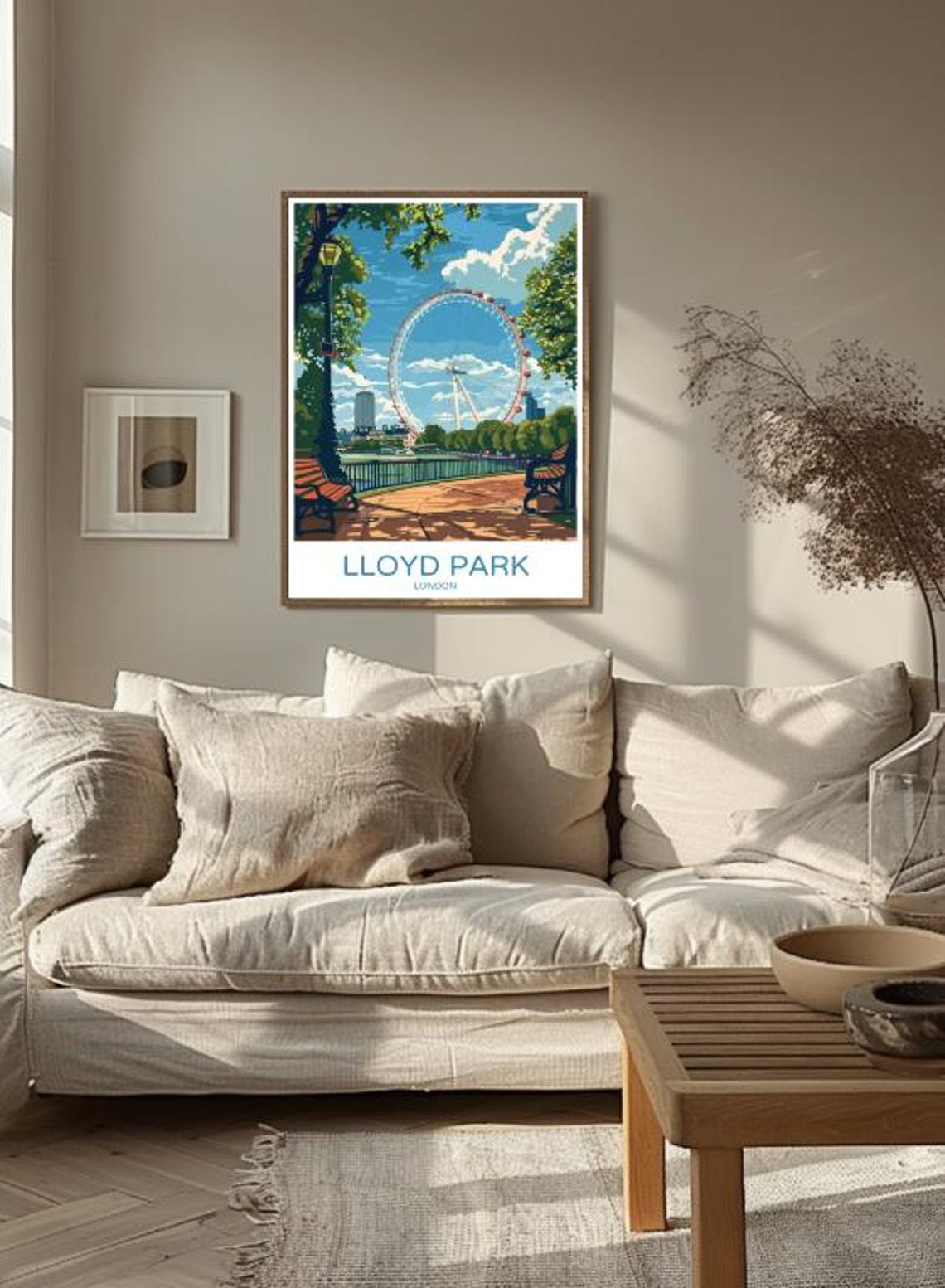 Lloyd Park London London Eye Riverside Park Sunny Scene Vintage Poster - Image 3
