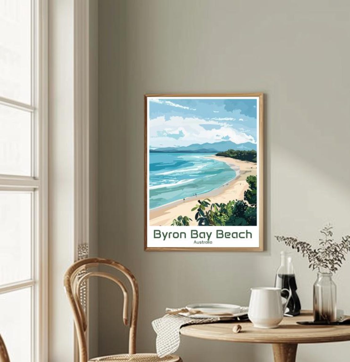 Byron Bay Beach Australia Crescent Shore Headland Vintage Poster - Image 2