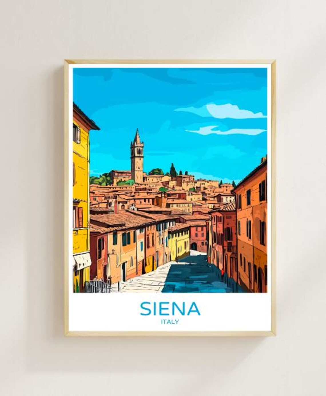 Siena Italy Historic Tuscan Hill Town Medieval Street Travel Poster