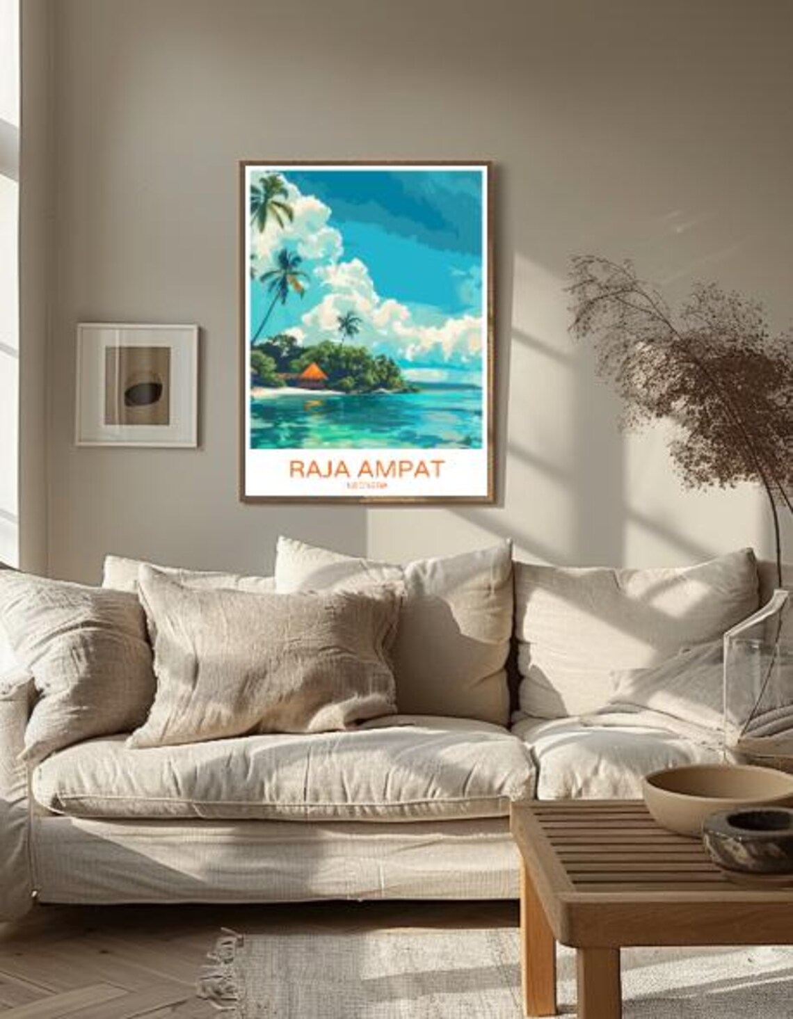Raja Ampat Indonesia Tropical Island Palms Turquoise Sea Travel Poster - Image 2