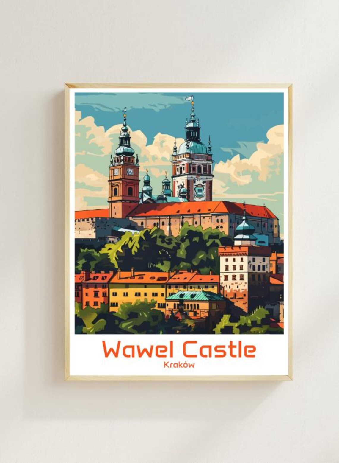 Wawel Castle Krakow Poland Historic Royal Hill Vintage Travel Poster