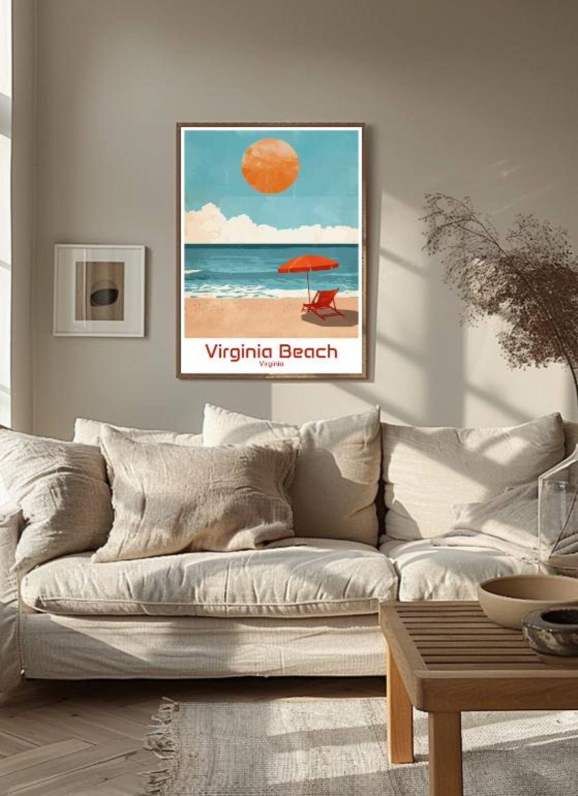 Virginia Beach Virginia Vintage Travel Sunset Umbrella Poster - Image 3