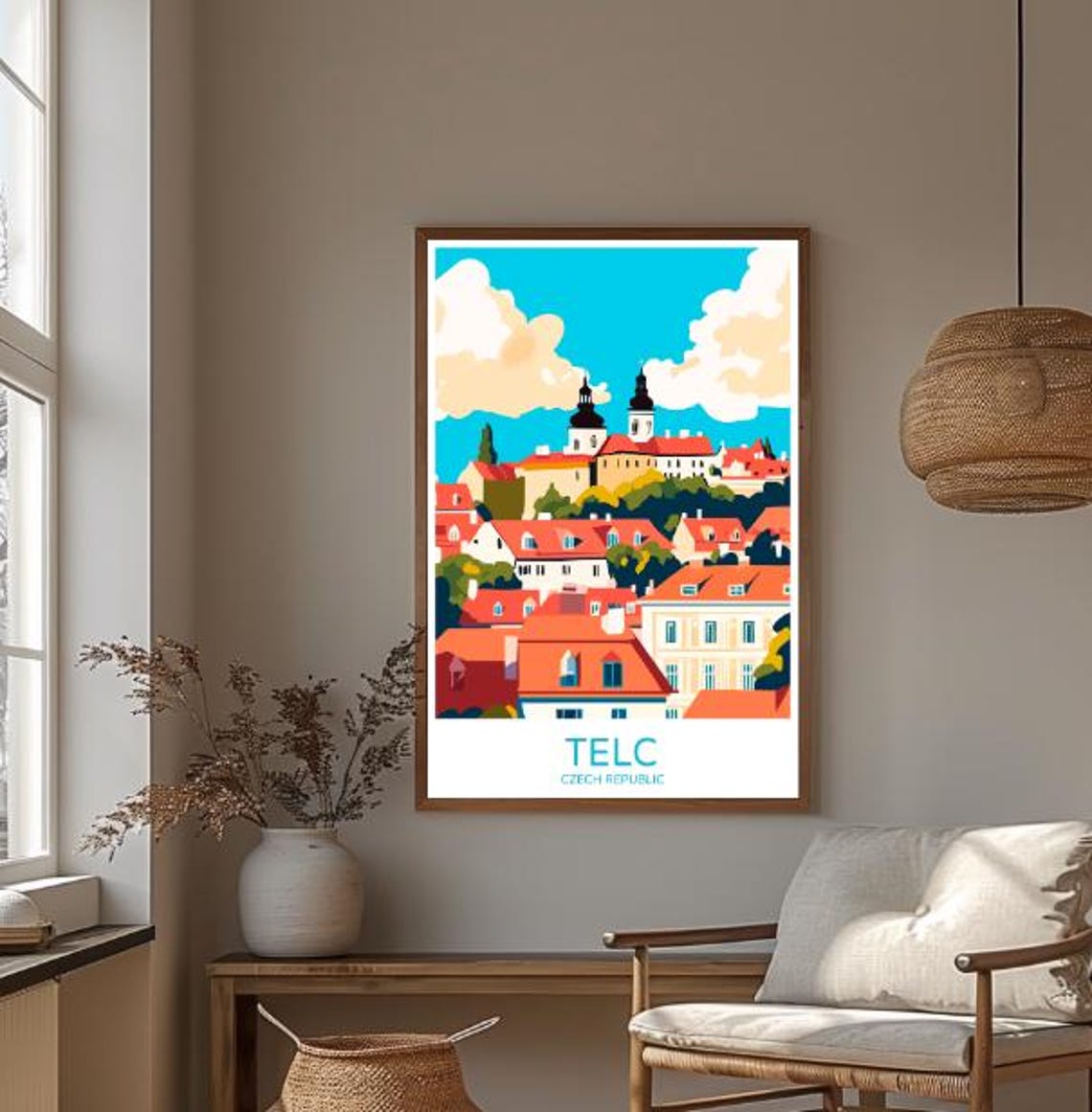 Telc Czech Republic Red Rooftop Castle Old Town Square Poster - Image 3