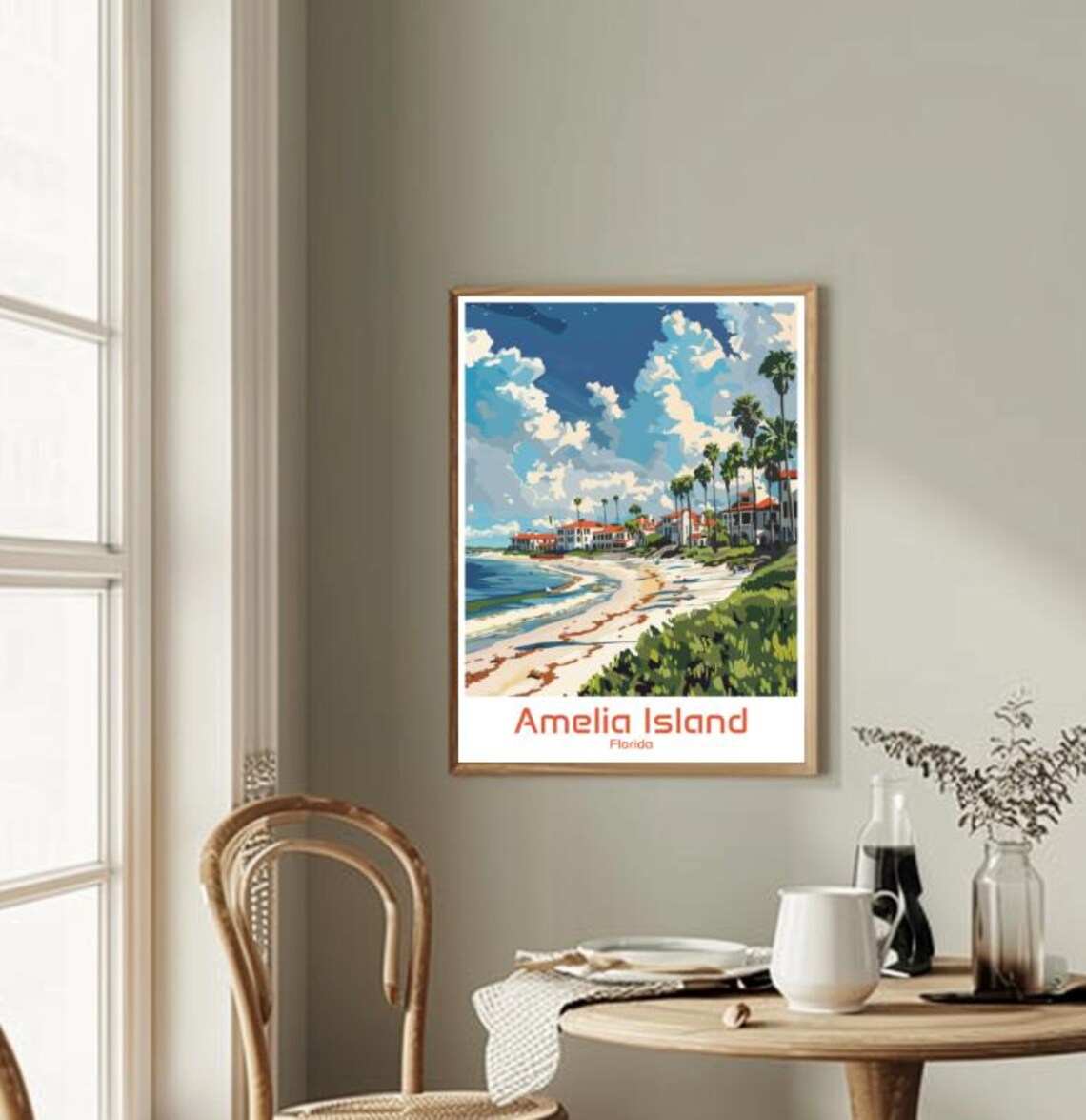 Amelia Island Florida Vintage Travel Beach Resort Scene Poster - Image 2