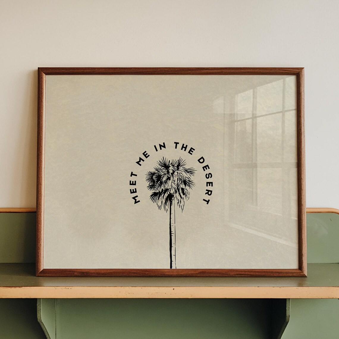 Retro Desert Palm Tree Art Print, Boho Neutral Decor