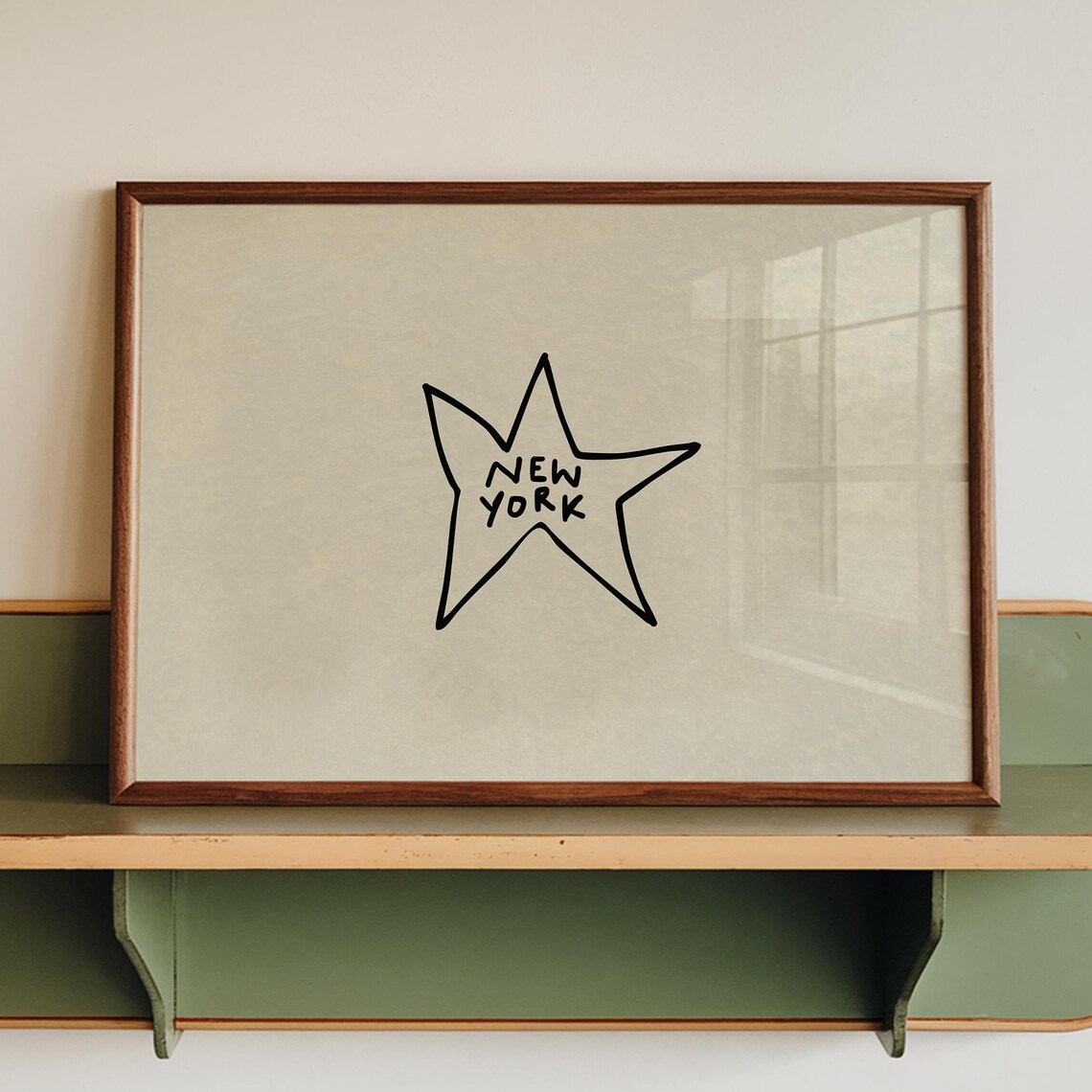 New York Star Hand Drawn Minimalist Travel Souvenir Art Poster
