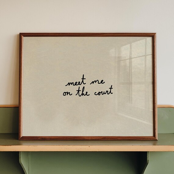 Meet Me On The Court Art Print Modern Sports Poster Digital Download Horizontal