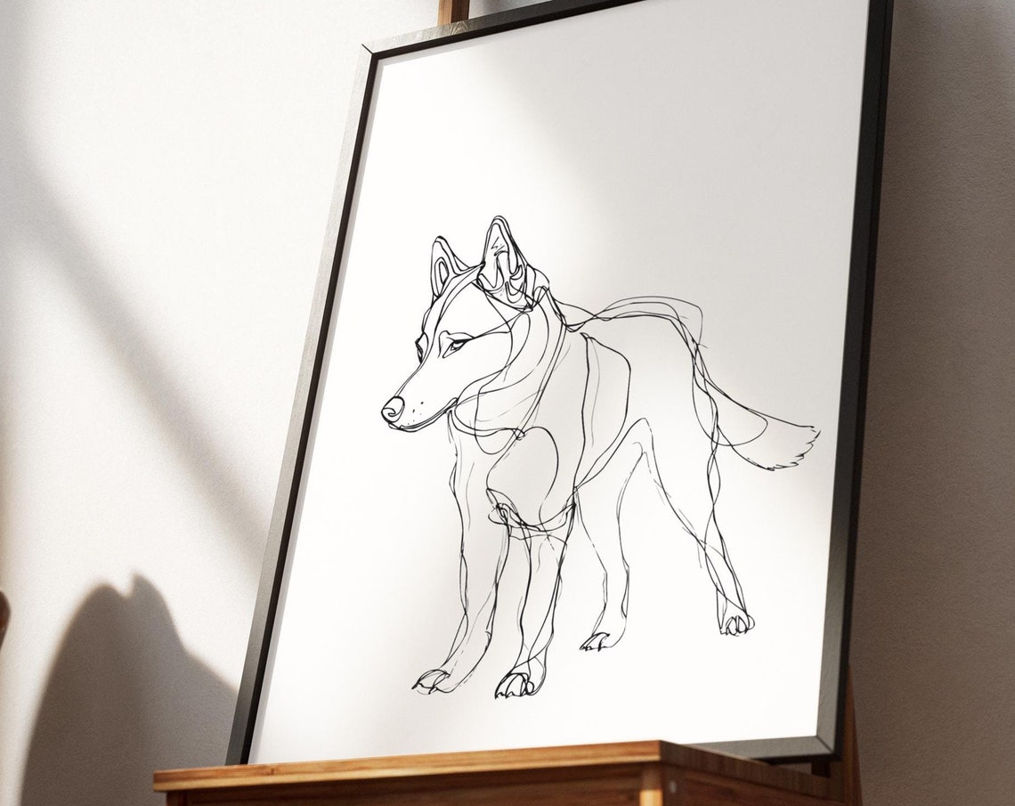 Siberian Husky Standing Minimal Line Drawing Poster Wolf Dog Art - Image 4