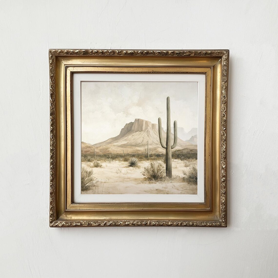 Southwest Desert Saguaro Cactus Mesa Rustic Neutral Travel Poster - Image 2