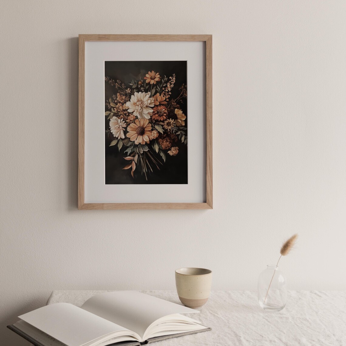 Vintage Fall Floral Bouquet, Moody Botanical Art Print - Image 2