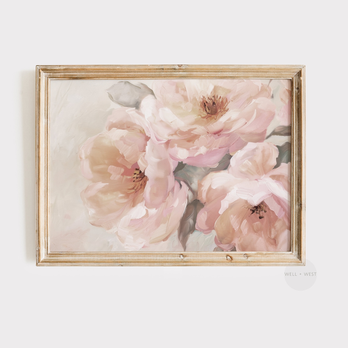 Vintage Peony Flower Painting, Spring Floral Print