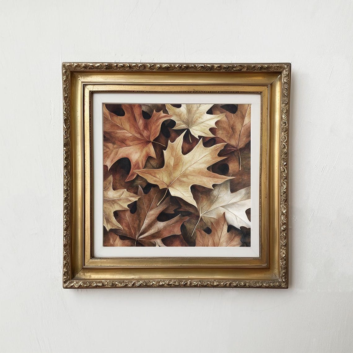 Vintage Fall Maple Leaves Close Up Rustic Autumn Botanical Wall Art - Image 3